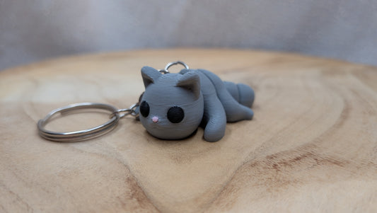 Sleutelhanger kat grijs